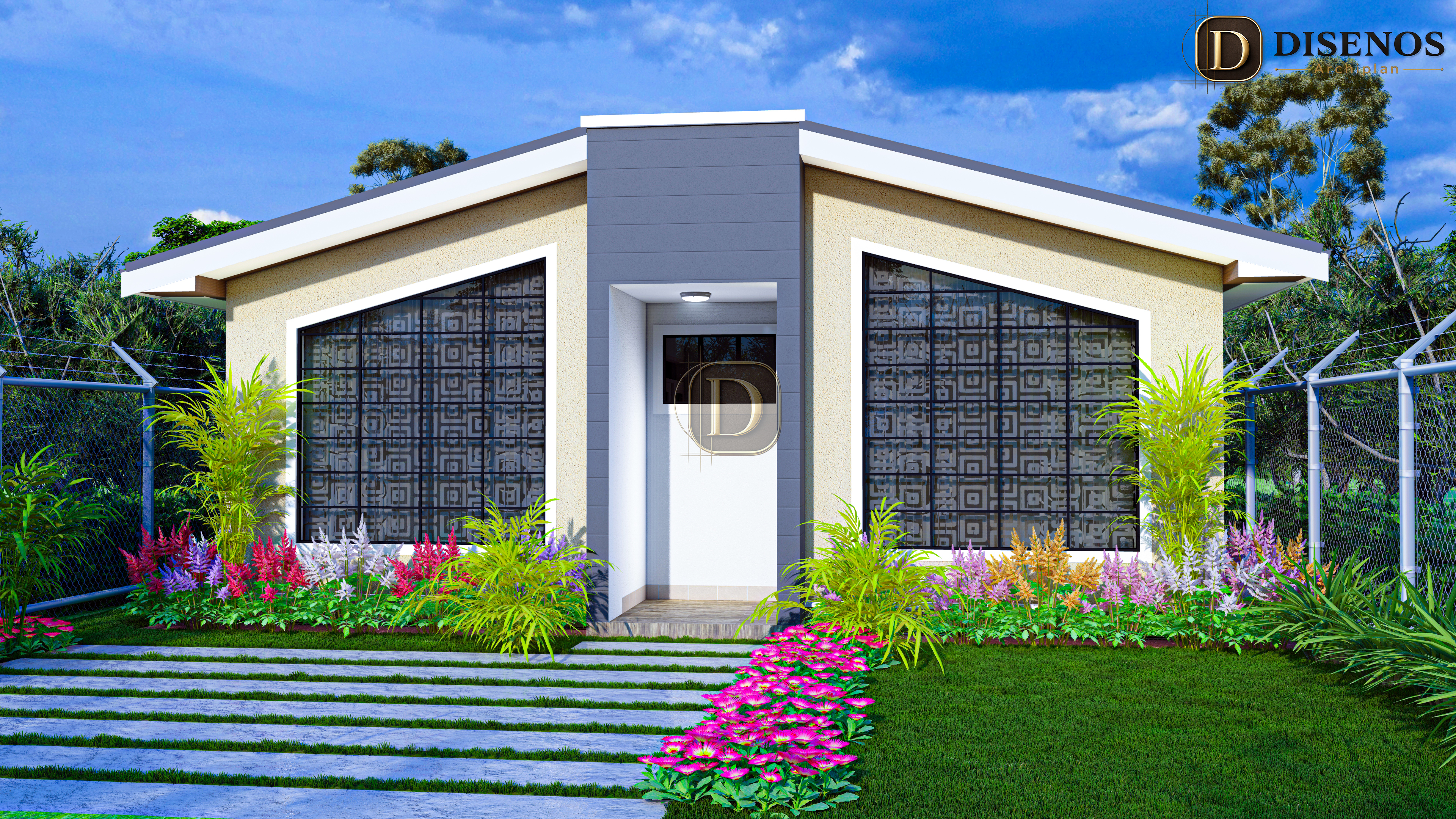 The Bloom Haven – A Contemporary 2-Bedroom Bungalow Design
